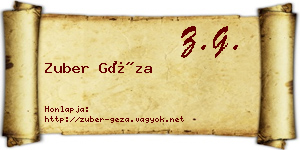 Zuber Géza névjegykártya
